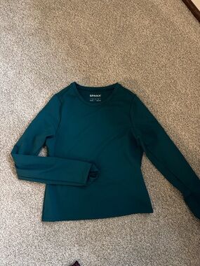 SPANX Deep Teal Long Sleeve Crew Top